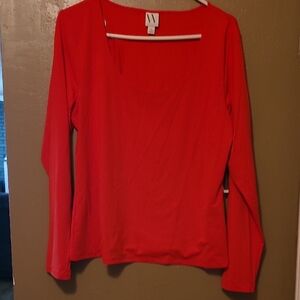 Worthington Red Fitted Blouse with Long Sleeves